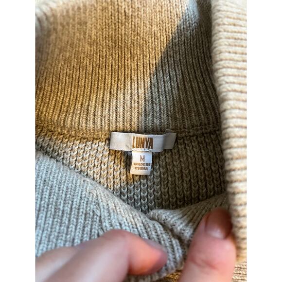 Lunya Cottonsilk™ Pocket Henley sweater oat‎ marl women’s medium - Picture 6 of 11